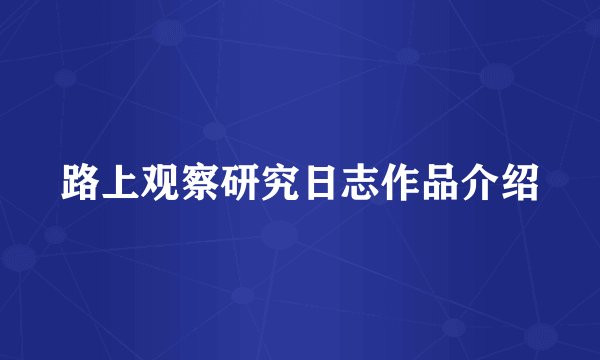 路上观察研究日志作品介绍