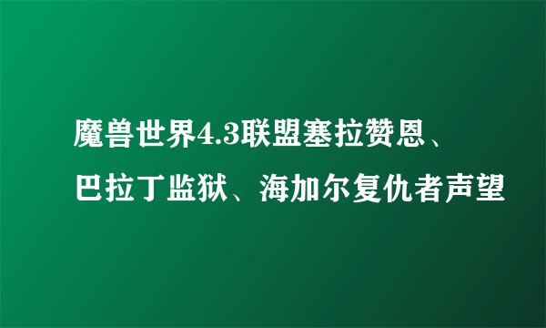 魔兽世界4.3联盟塞拉赞恩、巴拉丁监狱、海加尔复仇者声望