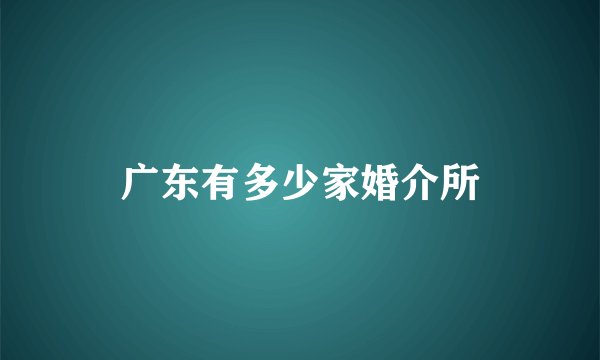广东有多少家婚介所