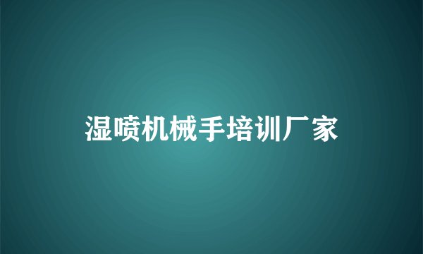湿喷机械手培训厂家