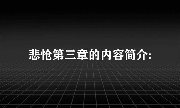悲怆第三章的内容简介: