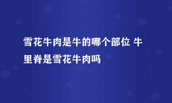 雪花牛肉是牛的哪个部位 牛里脊是雪花牛肉吗