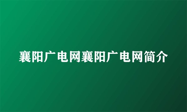 襄阳广电网襄阳广电网简介