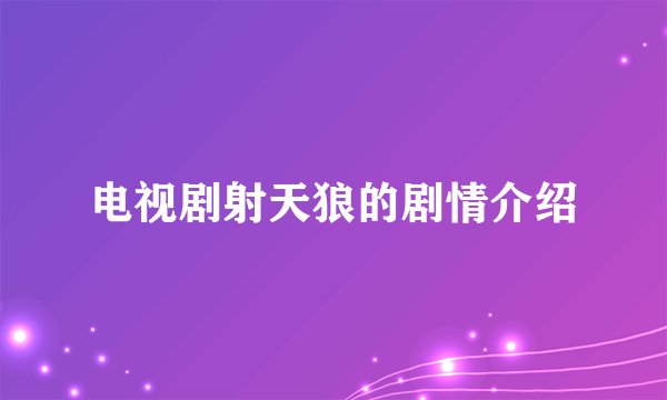 电视剧射天狼的剧情介绍