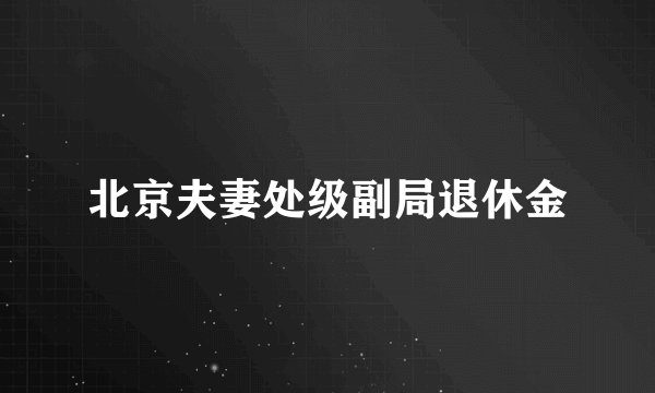 北京夫妻处级副局退休金