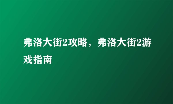 弗洛大街2攻略，弗洛大街2游戏指南