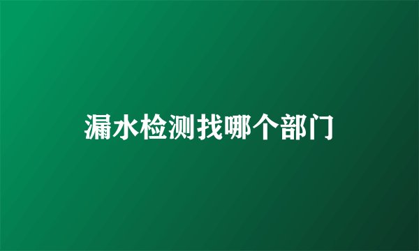 漏水检测找哪个部门