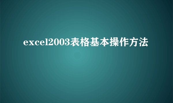 excel2003表格基本操作方法