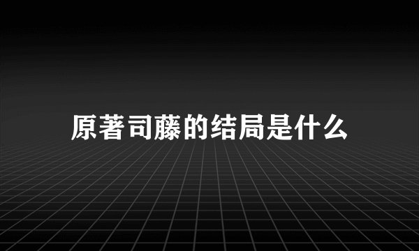 原著司藤的结局是什么