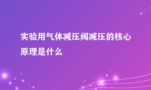 实验用气体减压阀减压的核心原理是什么