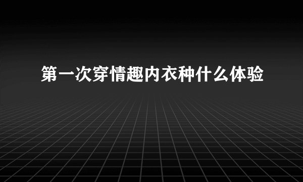 第一次穿情趣内衣种什么体验