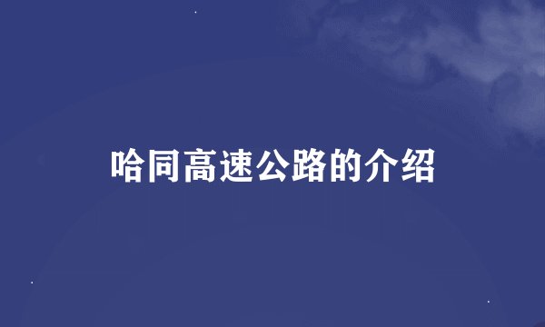哈同高速公路的介绍