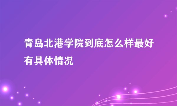 青岛北港学院到底怎么样最好有具体情况