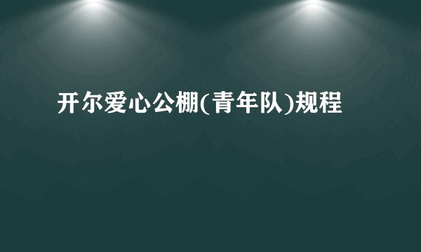 开尔爱心公棚(青年队)规程
