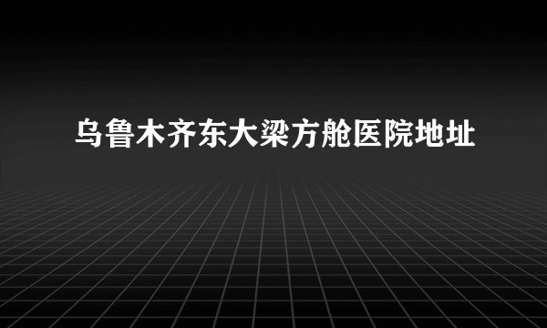 乌鲁木齐东大梁方舱医院地址