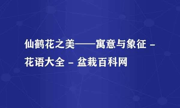 仙鹤花之美——寓意与象征 - 花语大全 - 盆栽百科网