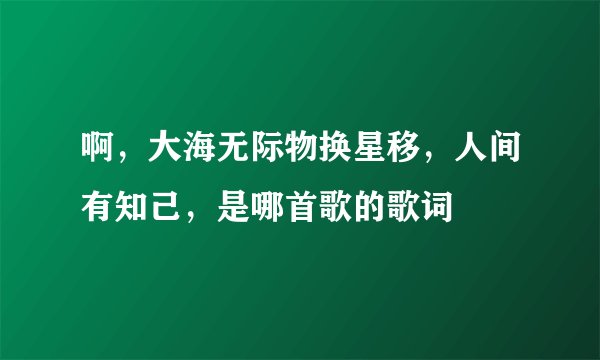 啊,大海无际物换星移,人间有知己,是哪首歌的歌词