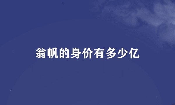 翁帆的身价有多少亿