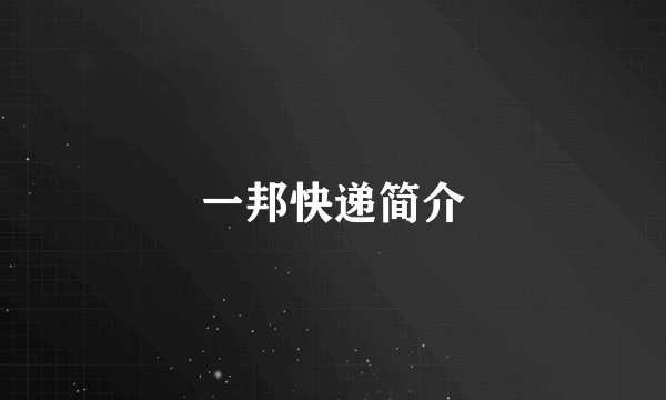一邦快递简介