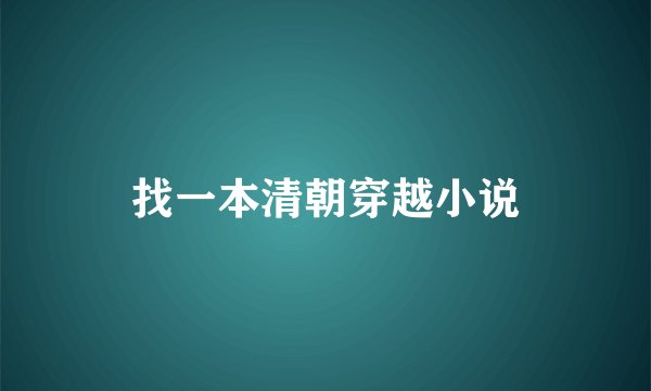 找一本清朝穿越小说