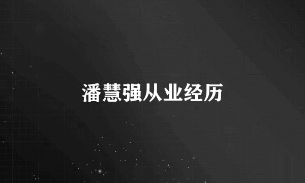 潘慧强从业经历