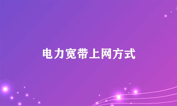 电力宽带上网方式