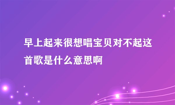 早上起来很想唱宝贝对不起这首歌是什么意思啊
