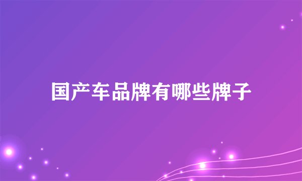 国产车品牌有哪些牌子
