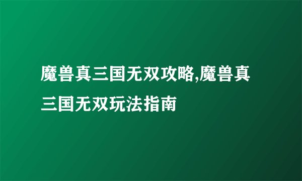 魔兽真三国无双攻略,魔兽真三国无双玩法指南