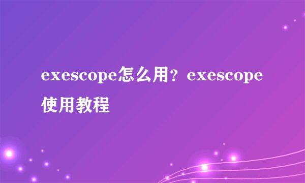 exescope怎么用？exescope使用教程