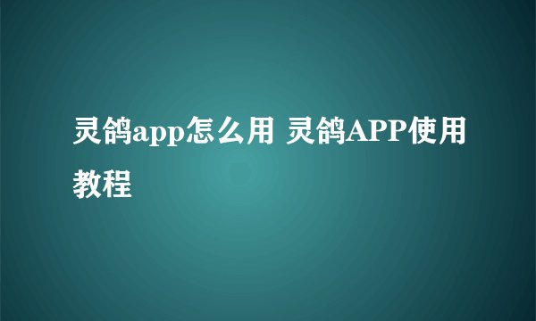 灵鸽app怎么用 灵鸽APP使用教程