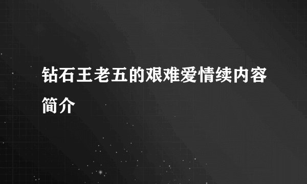 钻石王老五的艰难爱情续内容简介