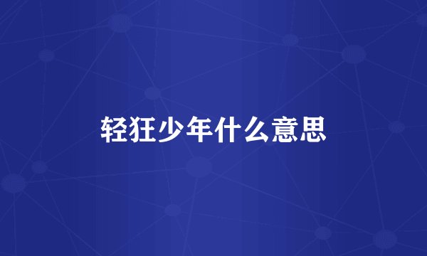 轻狂少年什么意思