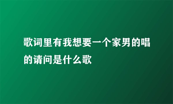 歌词里有我想要一个家男的唱的请问是什么歌