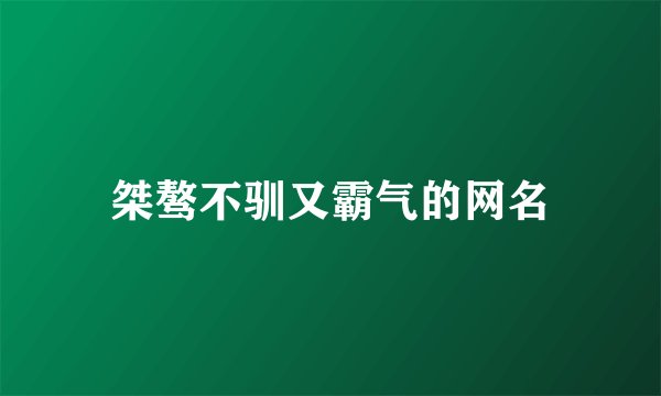 桀骜不驯又霸气的网名