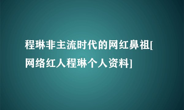 程琳非主流时代的网红鼻祖[网络红人程琳个人资料]