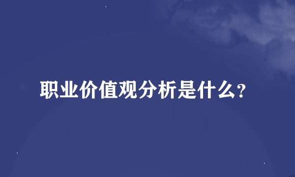 职业价值观分析是什么？