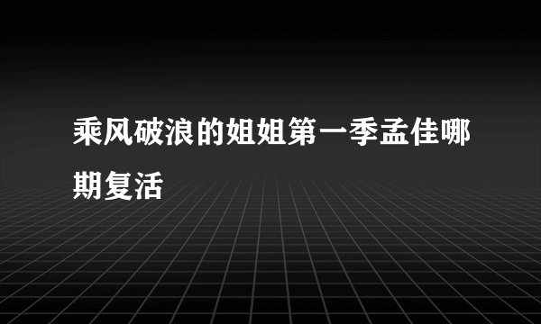 乘风破浪的姐姐第一季孟佳哪期复活