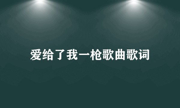 爱给了我一枪歌曲歌词