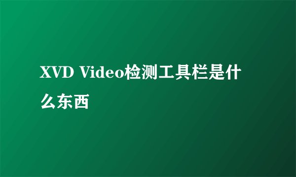 XVD Video检测工具栏是什么东西