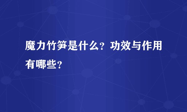 魔力竹笋是什么？功效与作用有哪些？