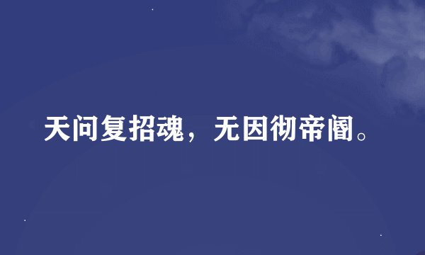 天问复招魂，无因彻帝阍。