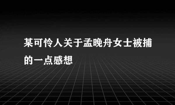 某可怜人关于孟晚舟女士被捕的一点感想