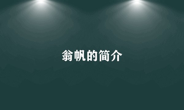 翁帆的简介