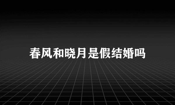 春风和晓月是假结婚吗