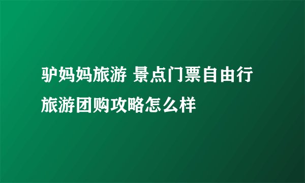 驴妈妈旅游 景点门票自由行旅游团购攻略怎么样