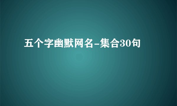 五个字幽默网名-集合30句