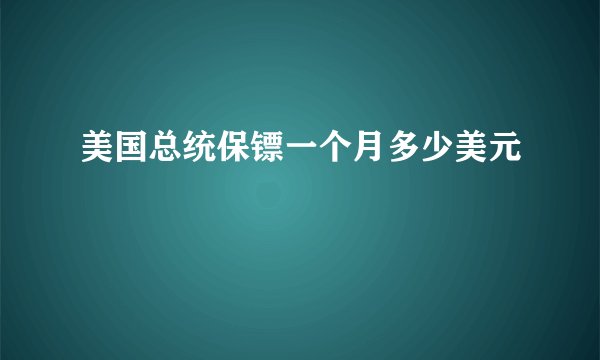 美国总统保镖一个月多少美元