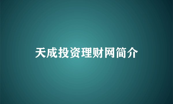 天成投资理财网简介