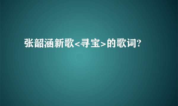 张韶涵新歌<寻宝>的歌词?